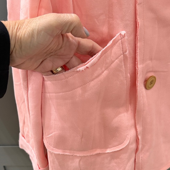 Amazon Peachy pink Sz L Double-Breasted Women's Jacket w/unfinished seams - Picture 2 of 10